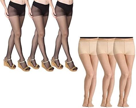 Buy COTSON Women High Waist Black Beige Stockings Super Fine Fiber ...