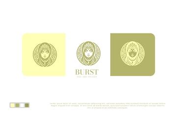 Hijab girl modern fashion logo template with ornamental elemetns ...