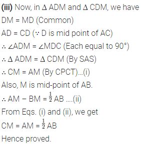 ABC is a triangle right angled at C. A line through the mid-point M ...