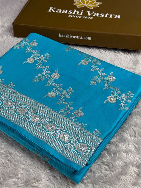 Sky blue premium Banarasi Mashru katan silk saree MK241 – Kaashivastra