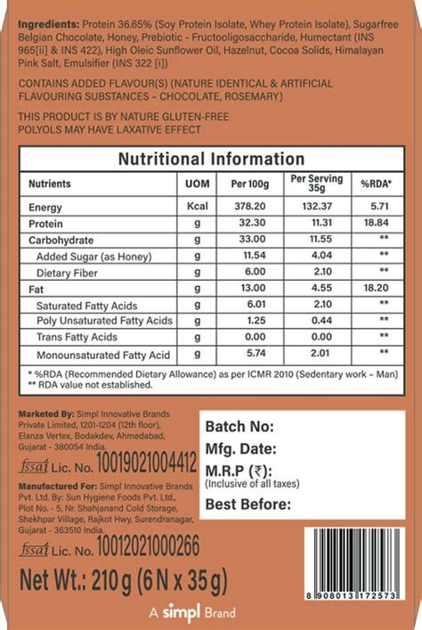 Buy PHAB PROTEIN BAR MINI 11G PROTEIN ZERO TRANS FATS: PACK OF 6X 35G ...