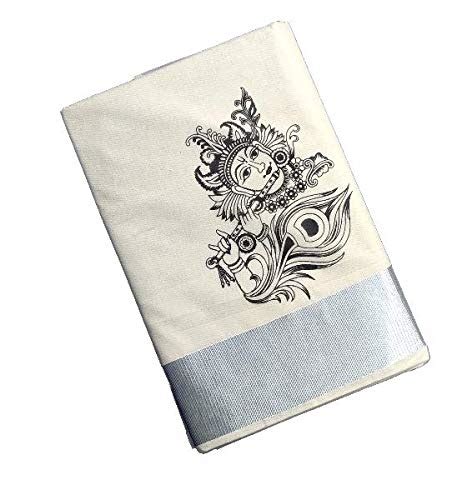 Buy Jagasree collections Kerala kasavu cotton Krishnan flute printed ...