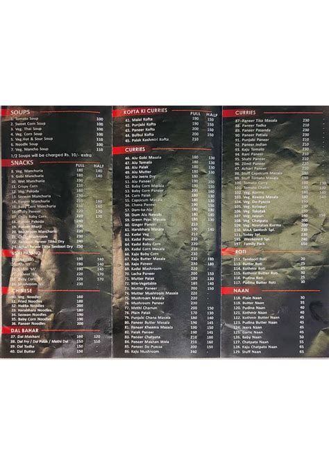 Menu at Maa Santosh Dhaba - Moosapet, Hyderabad