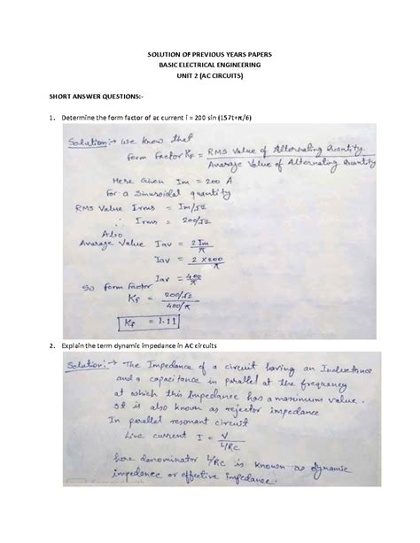 UNIT2 (KEE201) Solution OF Previous Years Papers-1 - SOLUTION OF ...