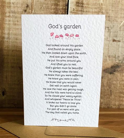 God's Garden Poem Card - Blank Inside - Sympathy - Condolences ...