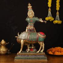 Buy Superfine Krishna with Cow Sculpture - 25.5" Height, Meenakari ...