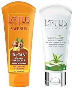 Lotus Herbals Safe Sun DeTAN After-Sun Face Scrub, Walnut & Turmeric ...