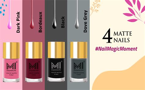 MI FASHION Velvet Matte Nail Polish Set Lacquer And Highly Pigmented ...