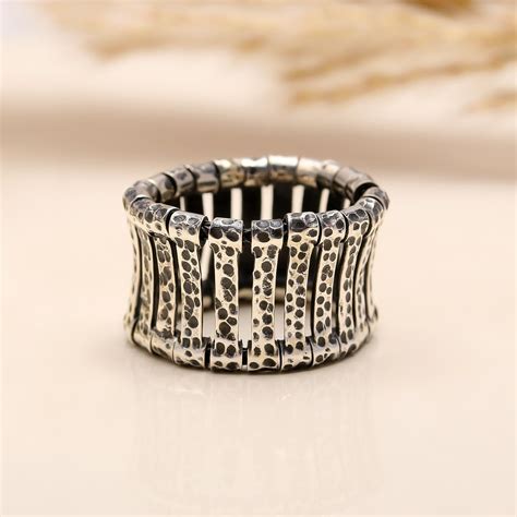 925 Silver Hammered Wide Band Ring – AG925 Jewellery