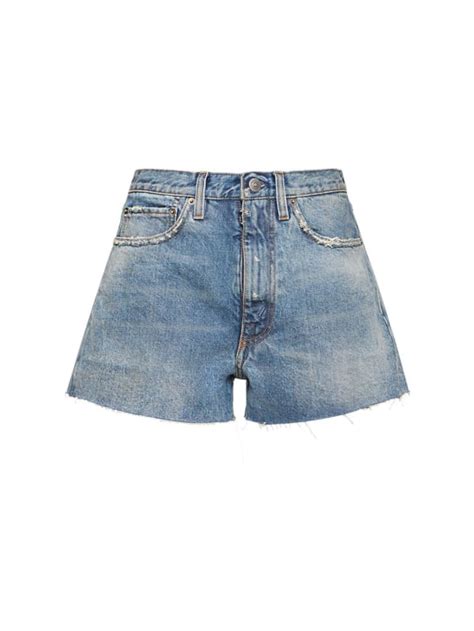 Stonewashed cotton denim shorts - Maison Margiela - Women | Luisaviaroma