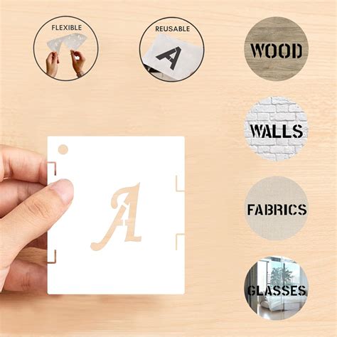 Buy Mossdecal Alphabet Letter Stencils 4 inch Reusable Plastic, Letter ...