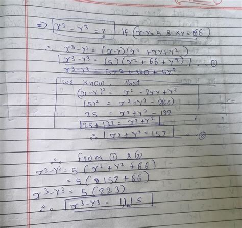 Find the value of x³ – y³ when x – y = 5 and xy = 66 - Brainly.in