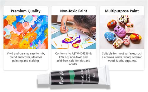 worison Acrylic Color Set of 12 Colors X 12ML Tubes, Multicolour ...