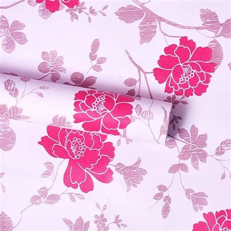 WOW Interiors PVC Peel and Stick, Self Adhesive Dark Red Flower ...