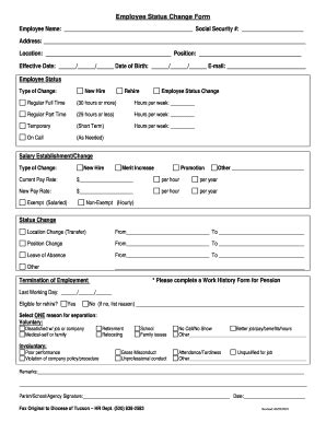Diocese of Tucson Employee Status Change Form 2010 - Fill and Sign ...