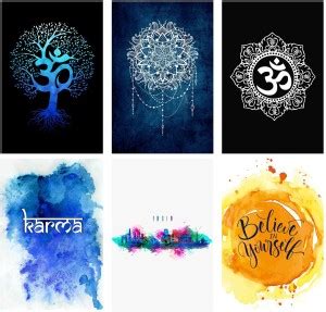 Set of 6 posters rolled in a tube with Om tree design and Ethnic design ...