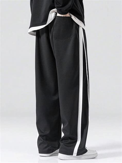 Men’s Relaxed Fit Track Pants with White Stripes – Greciilooks