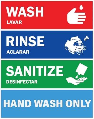 Wash, Rinse, Sanitize Sink Labels - Ideal for 3 Compartment Sink - 2.75 ...