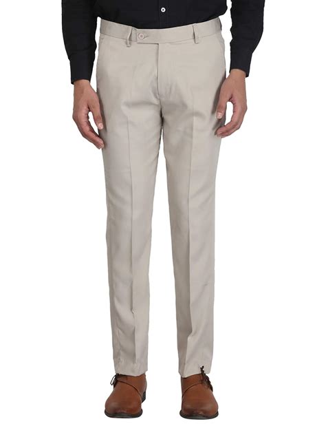Buy HIGHGRADE Slim Fit Beige Formal Trouser for Men - Polyester Viscose ...