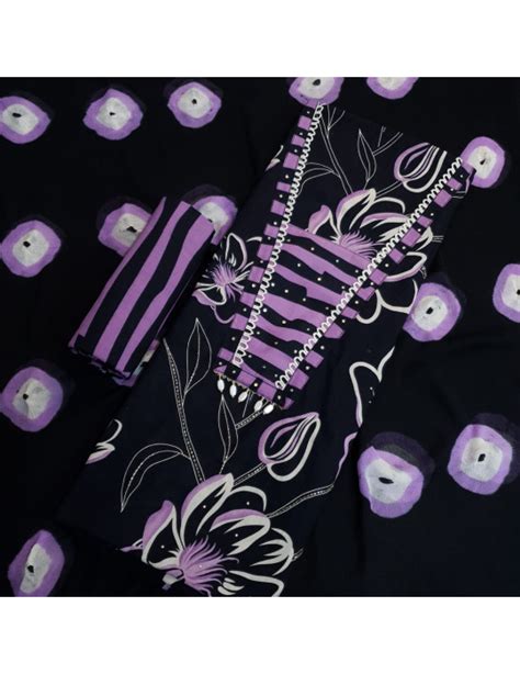 Set 2-12th Feb - Black & Purple Digital Floral Printed Cotton - Classic ...