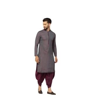 Buy KISAH Men's Kurta, Blue Jacquard, Woven Design Long Sleeves Regular ...