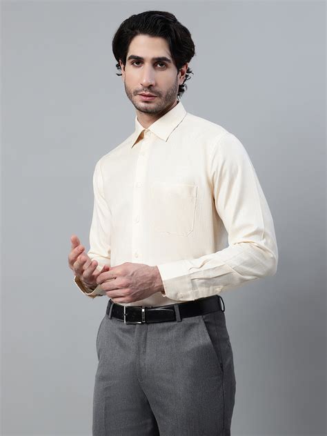 Men's Light Yellow Formal Medium Checks Full Sleeve Shirt – Cantabil