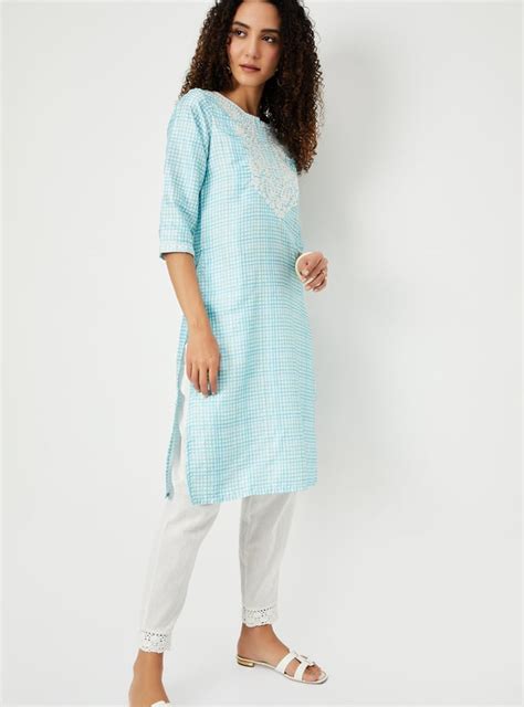 Buy Women Checked Straight Kurta Online at just Rs. 899.0 ...