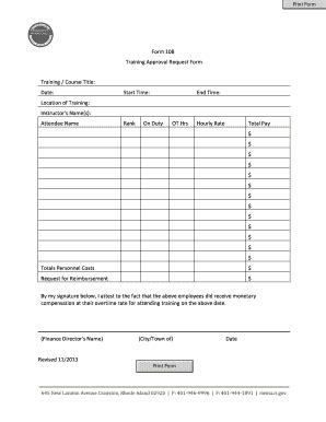 Fillable Online riema ri Form 108 Training Approval Request Form ...