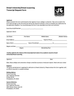 Drexel Registrar Form - Fill and Sign Printable Template Online