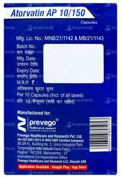 Atorvatin Ap 10/150 MG | Order Atorvatin Ap 10/150 MG Capsule Online at ...