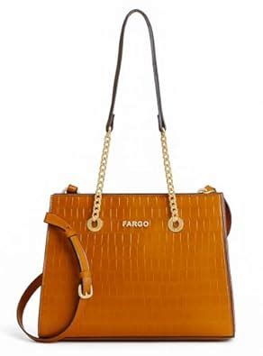 Buy Fargo Elevate Yellow Croco Textured Vegan Leather Handbag for Women ...
