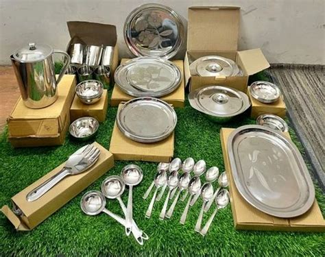 Stainless Steel Dinner Set - 51Pcs Stainless Steel Silver Dinner Set ...