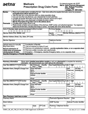 Medicare Prescription Drug Claim Form - Blank Fillable Template | Fill ...