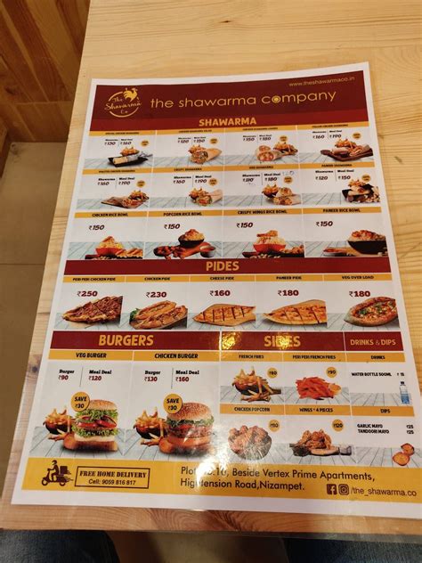 Menu at The shawarma company, Hyderabad, G94J+HFX