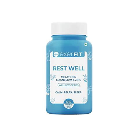 Exerfit Rest Well | 5 mg Melatonin |100% RDA Vitamin B6, Magnesium ...