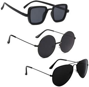 Buy The Wnite Knite Rectangular, Round, Aviator Sunglasses Black For ...