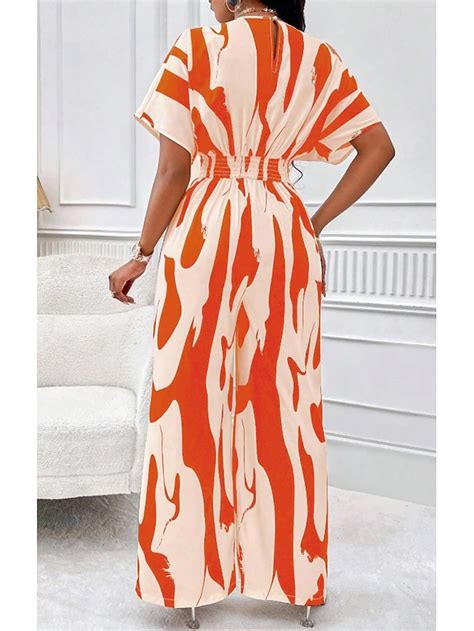 Women's Normal Jumpsuit Elegant Color Block Short Sleeve Butterfly ...