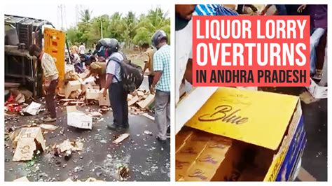 Liquor lorry overturns, sparks mid-highway frenzy