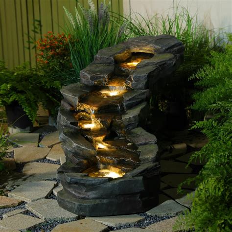 Sunlinua 49 L Garden Outdoor Water Fountain 5-Tiers Rock India | Ubuy