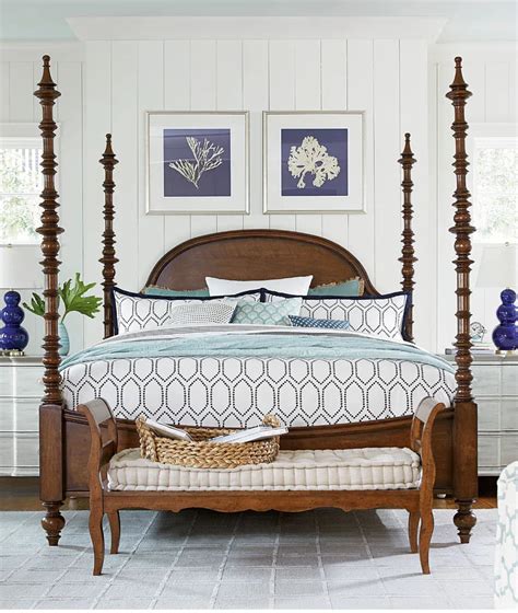 Athen Poster Bed - Mango Solid Wood King Size 78x72" Natural Honey ...