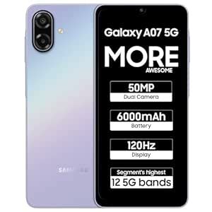 Samsung Galaxy A07 5G Smartphone (Light Violet, 6GB RAM, 128GB Storage ...