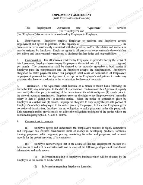 Mississippi Employment Agreement with Covenant Not to Compete | US ...