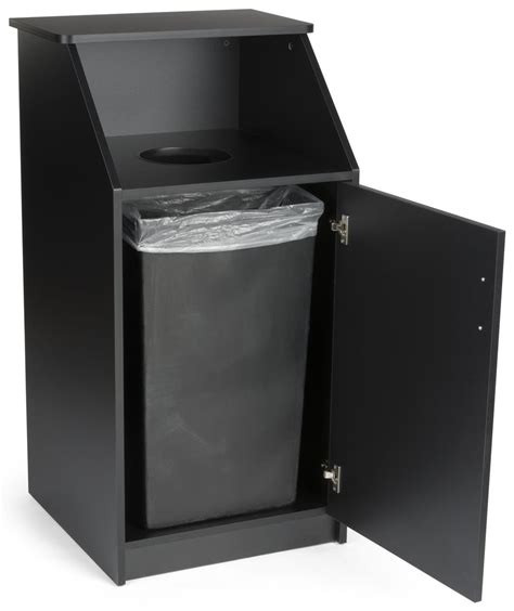 Displays2go Commercial Trash Bin with Black Finish, MDF Construction ...