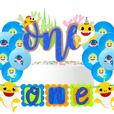 Buy Baby Shark One Highchair Banner Baby Shark One Cake Topper Baby ...