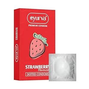 Buy eyurva Strawberry Flavoured Condoms For Men(10Pcs) | Dotted ...