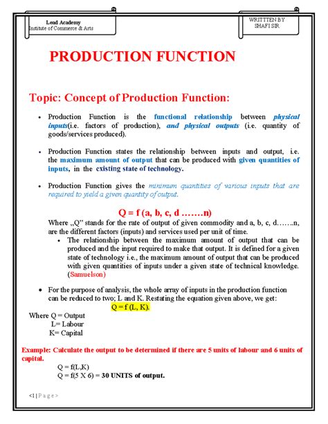Theory of Productio (b) org - Lead Academy Institute of Commerce & Arts ...