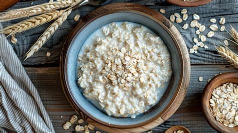 Oatmeal in a plate on the table milk nutrition | Premium AI-generated image
