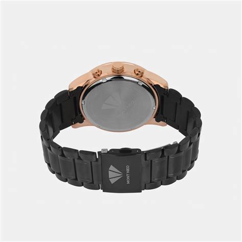 Mont Neo Men's Chronograph Round Dial Quartz Black Stainless Steel ...