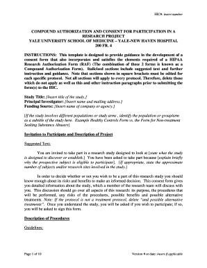 COMPOUND AUTHORIZATION AND CONSENT FOR - Yale University - Yale - Fill ...