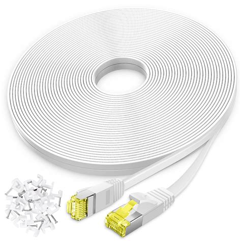 Aoforz Cat 6 Ethernet Cable 100 ft,High Speed Flat White Cat 6 Internet ...